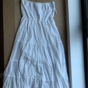 White strapless solitaire maxi dress